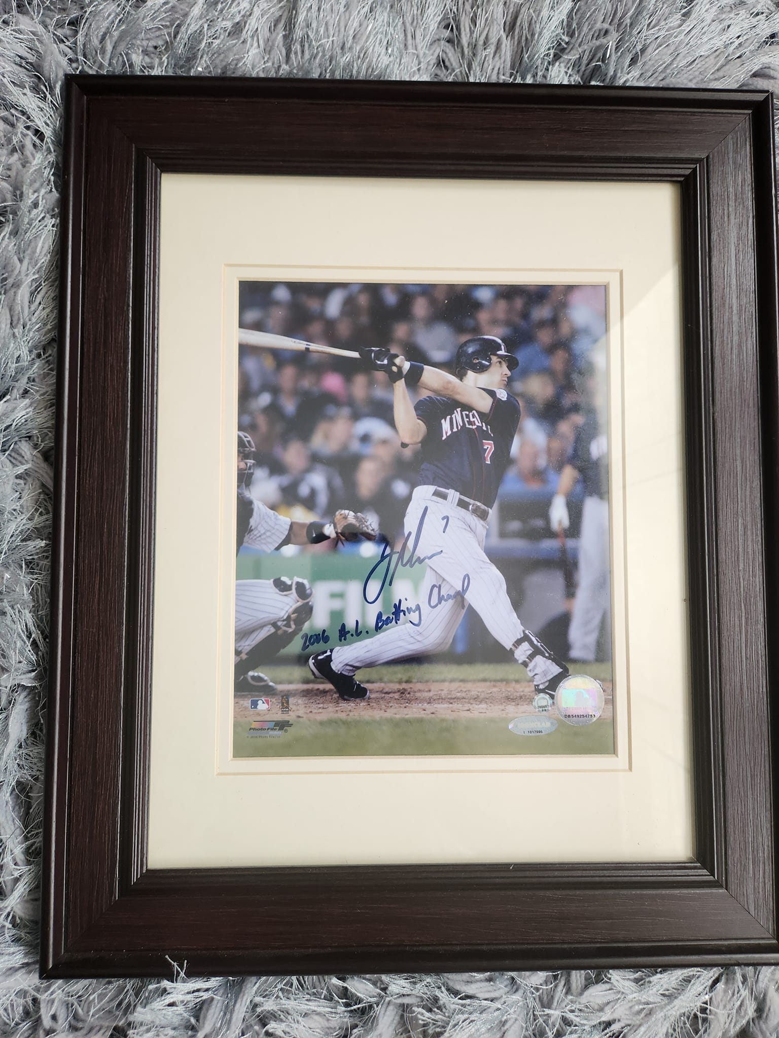 Joe Mauer signed framed photo 2006 AL Batting Champion